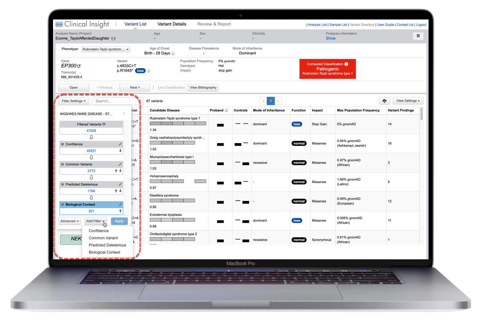 Using the Interactive Filter Cascade in QCI Interpret Translational